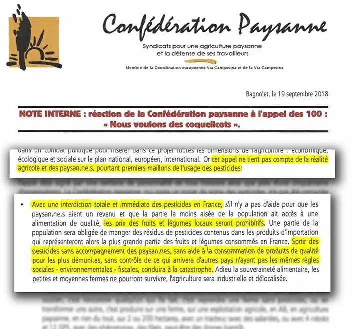 Confédération Paysanne nous voulons des coquelicots